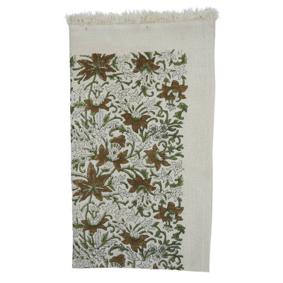 Essuie-mains gaufré 100% coton à imprimé floral gaufré - doux, absorbant et fabriqué à la main à la perfection (Saptrishis, brun)
