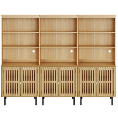 Bibliothèque haute avec portes - Bibliothèque en bois de 72,8 po pour le salon, le bureau ou la chambre à coucher