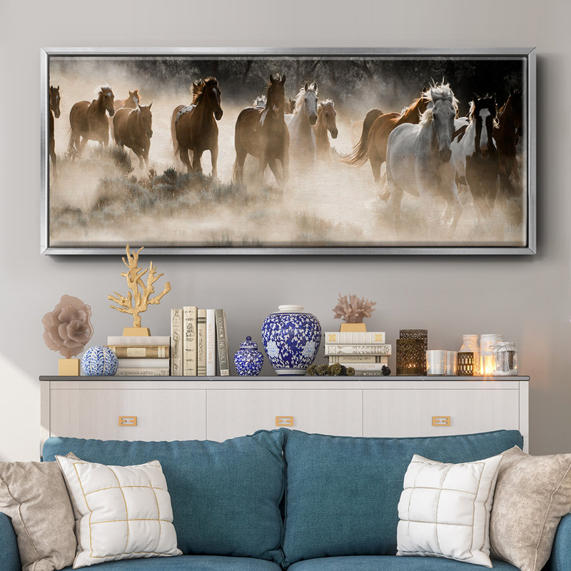 Kickin Up Dust- Framed Canvas, 12" H x 30" W
