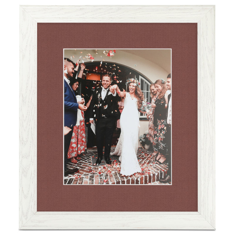 Wood Matte Picture Frame with Mat, Brique