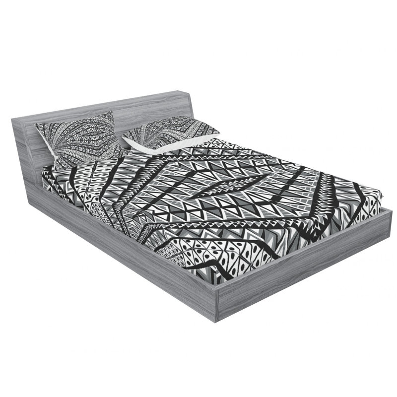Ensemble de draps à motif psychédélique, Ensemble de draps pour grand lit avec 2 taies d'or