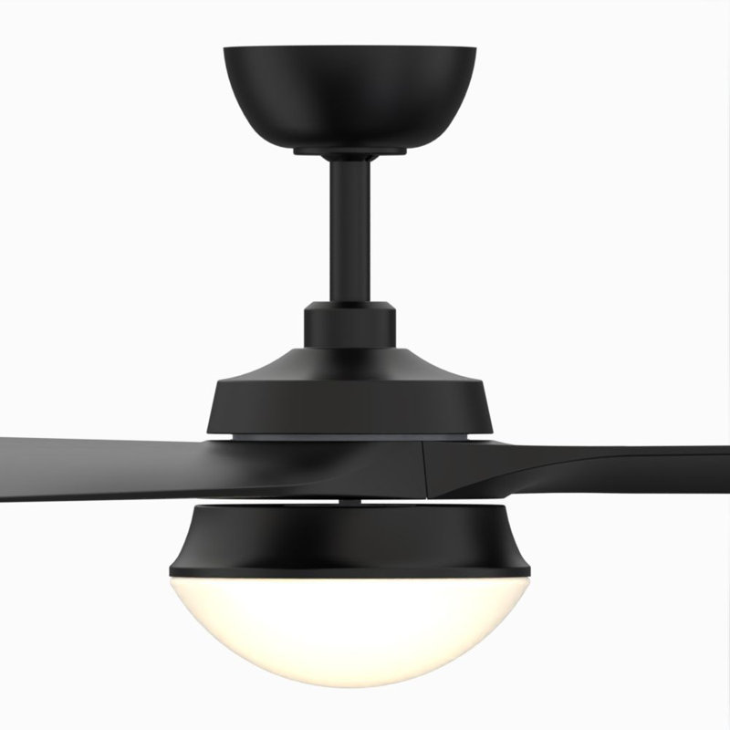 Barlow 52 inch Indoor/Outdoor Ceiling Fan with LED CCT Select Light Kit - Black with Black blades, Black, Black