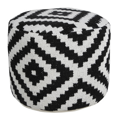 18" Wide Round Geometric Pouf Ottoman by Evette Rios
