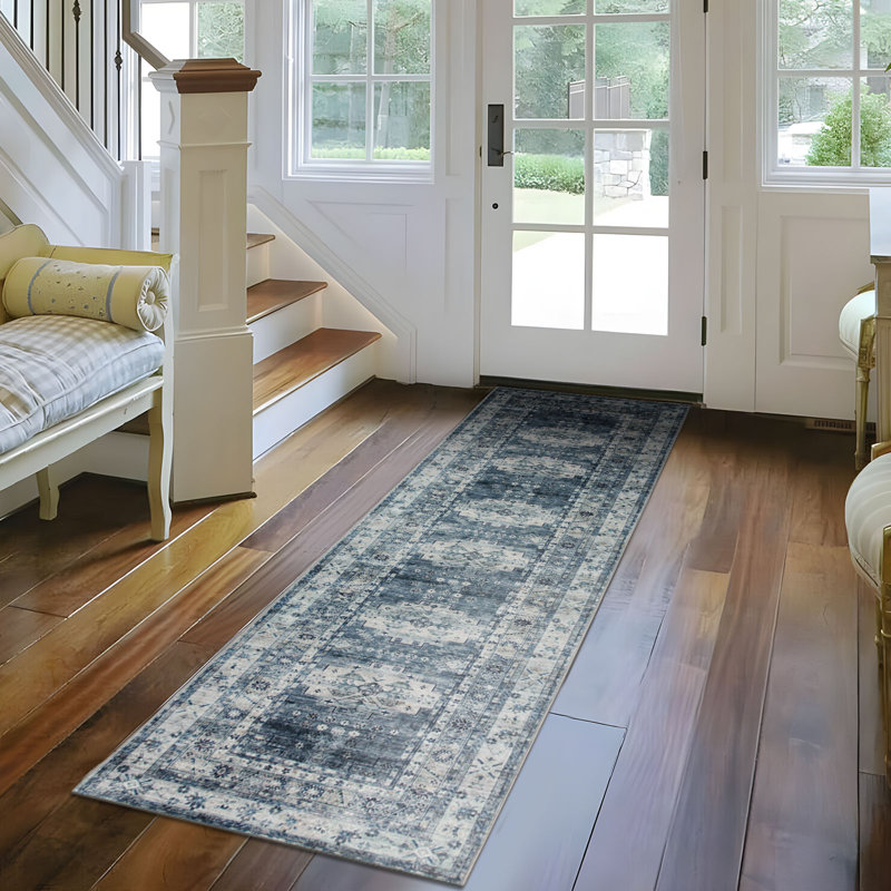 Darryl-James Vintage Distressed Machine Washable and Foldable Soft Plush Rug Non-Slip, Runner 2'6" x 9'