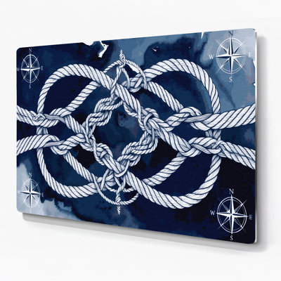 Art mural nautique bleu marine et blanc