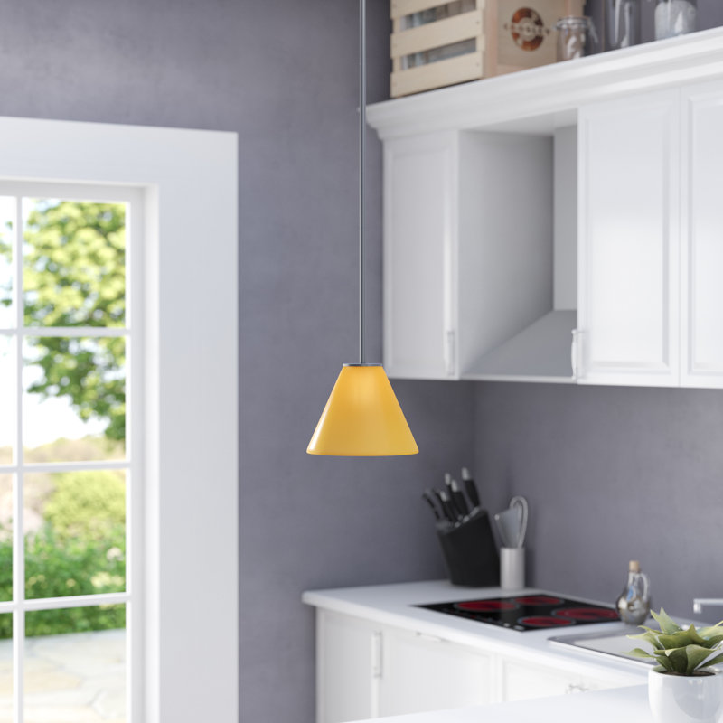 Cascio 1 - Light Single Pendant, Amber, Brushed Steel