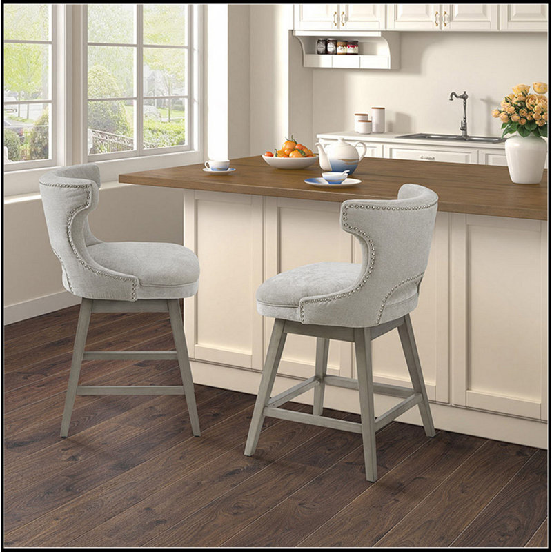 Tabouret de comptoir pivotant 25,75 po, Gris clair