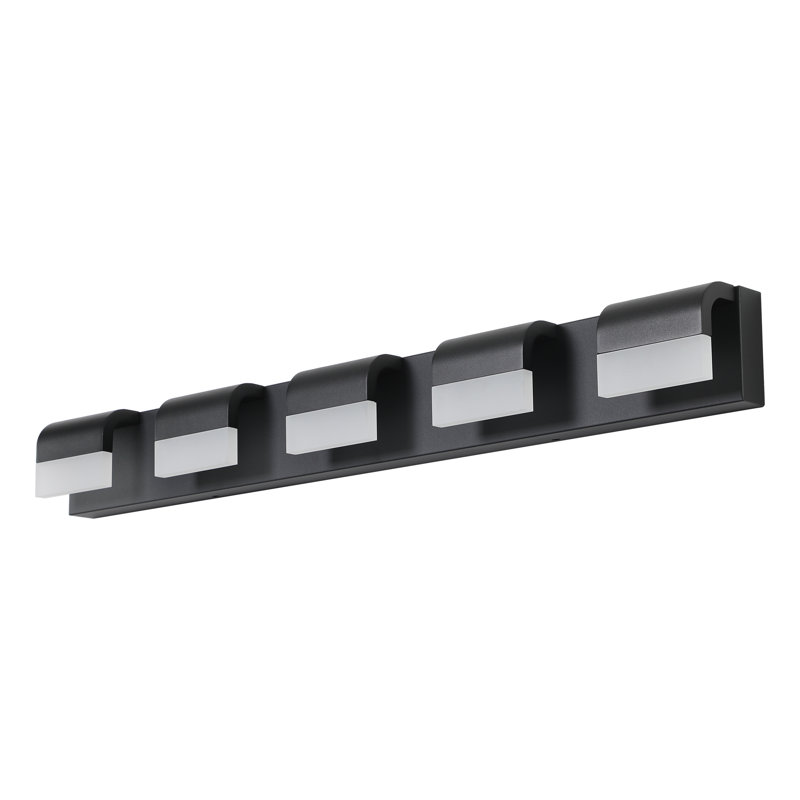  Barre d'éclairage de salle de bain 5 lumières à DEL à intensité variable, noir moderne, Noir mat, 5
