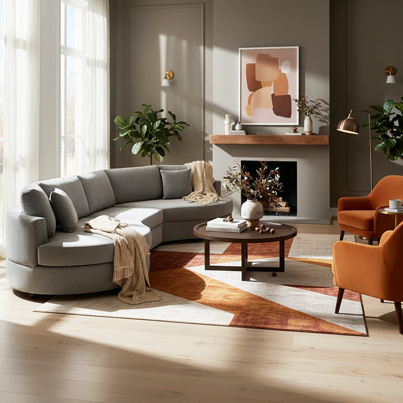 Marlowe 3-Piece Curved Chenille Upholstered Sofa With Plush Cushions, Rounded Arms, And Sculptural Silhouette