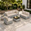 Ensemble de conversation d'extérieur en rotin 7 pièces avec coussins pour patio - gris / beige-242393093