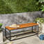 Banc de jardin moderne - Bois et fer, structure en fer noir, finition soignée.