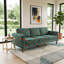 Green Patterned Upholstered Sofa With Solid Wood Frame And Natural Wood Legs(3-Seater)