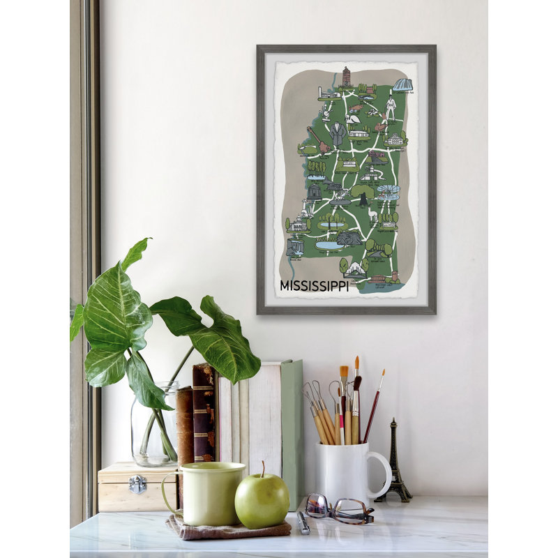 «Green Mississippi Spots» par - Peinture encadrée, H 30 po x l 20 po x P 1,5 po