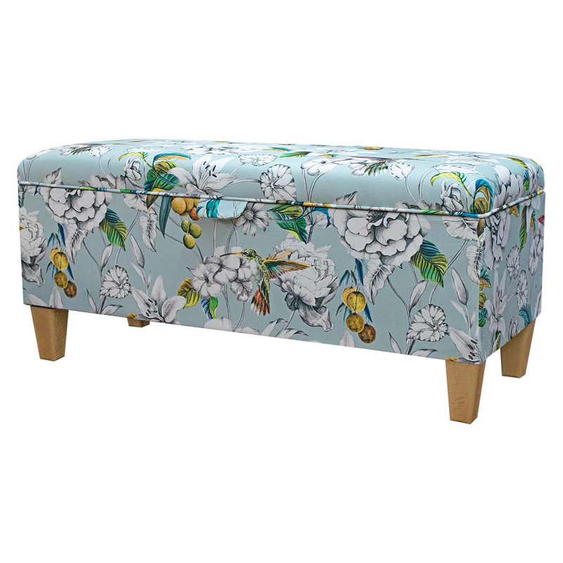 100cm Storage Bench, Blue Floral