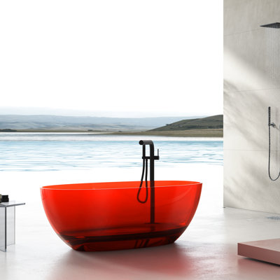 67" x 29.5" Freestanding Soaking Stone Resin Bathtub