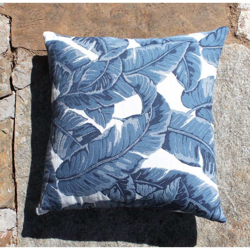 Tropics Indoor/Outdoor Square Pillow Cover & Insert, Blue/White