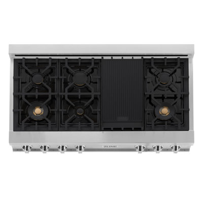 ProfessionalStainless 48" Gas Cooktop with 7 Burners and Griddle