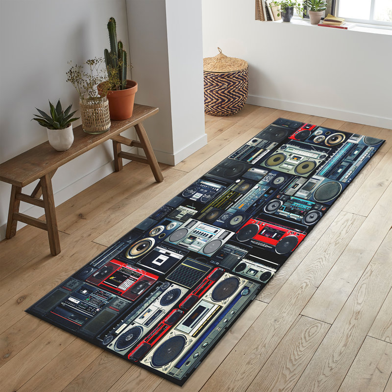Large Floral Printed Soft Pile Rug with Striking Red and Gold Color Accents Ideal for Modern Living Room Decor