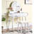 Contemporary Purple Vanity And Stool - Wood With Stool, Round Mirror, 12.6"W Dimension Table , Solid Construction-383855533