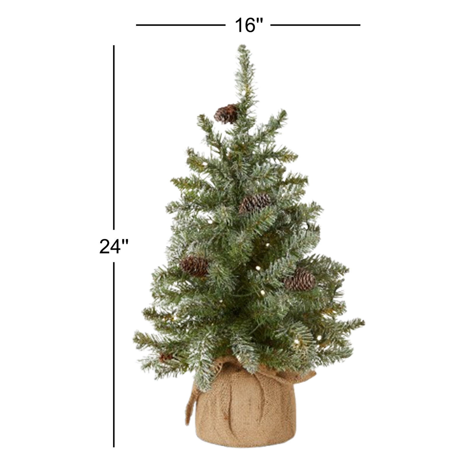 Flocked Fir Tree with LED Lights, 2'