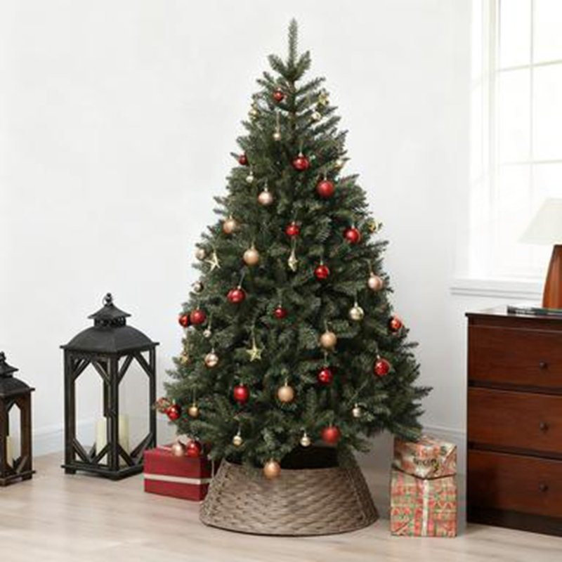 Jupe d'arbre de Noël rustique 2,25 pi, collier d'arbre de Noël tissé en plastique, café