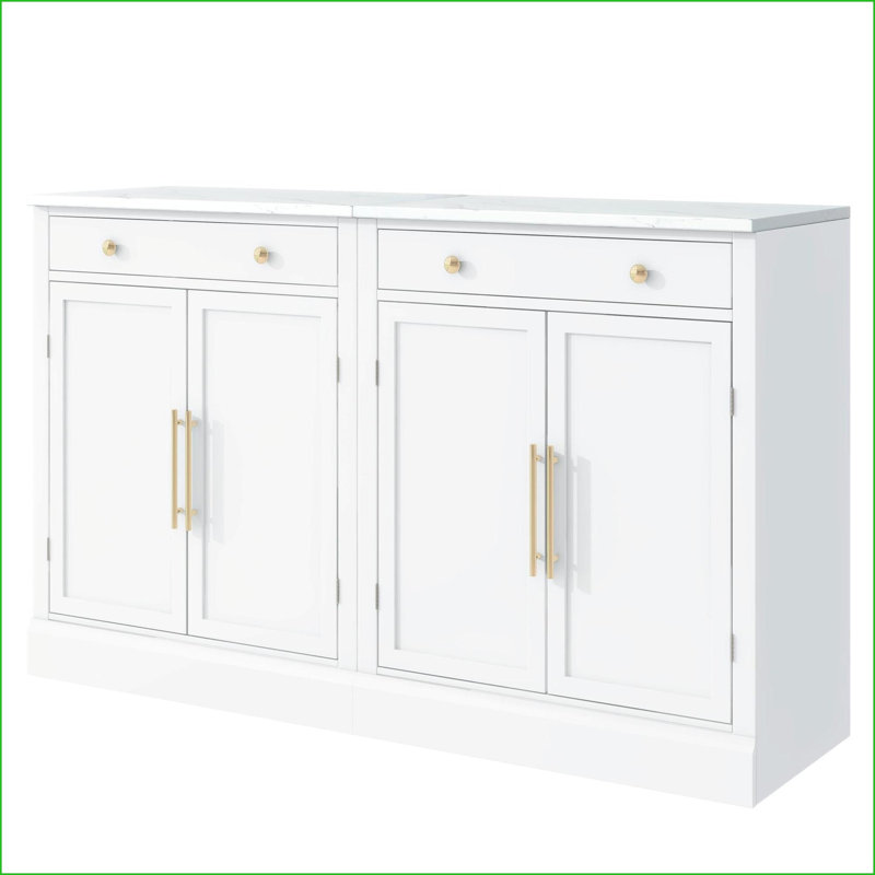 Ensemble de 2 armoires de cuisine pour garde-manger TopMAX, blanc moderne avec tiroir et amp; Tablettes réglables | Panneau de fibres à densité moyenne | Tablettes réglables