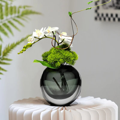 White Artificial Flower Arrangement in Vase Dining Table Centerpiece Fake Flower Decor