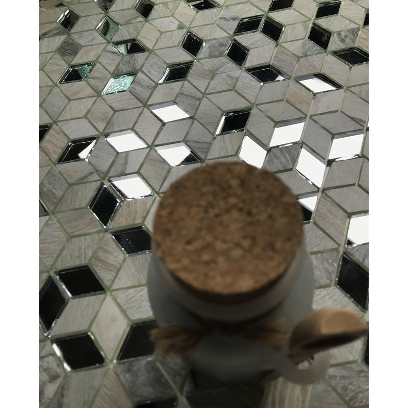 Carrelage mural de mosaïque décoratif en verre à bord droit et à losanges 1,625 po x 1,875 po Musico, Créma antique