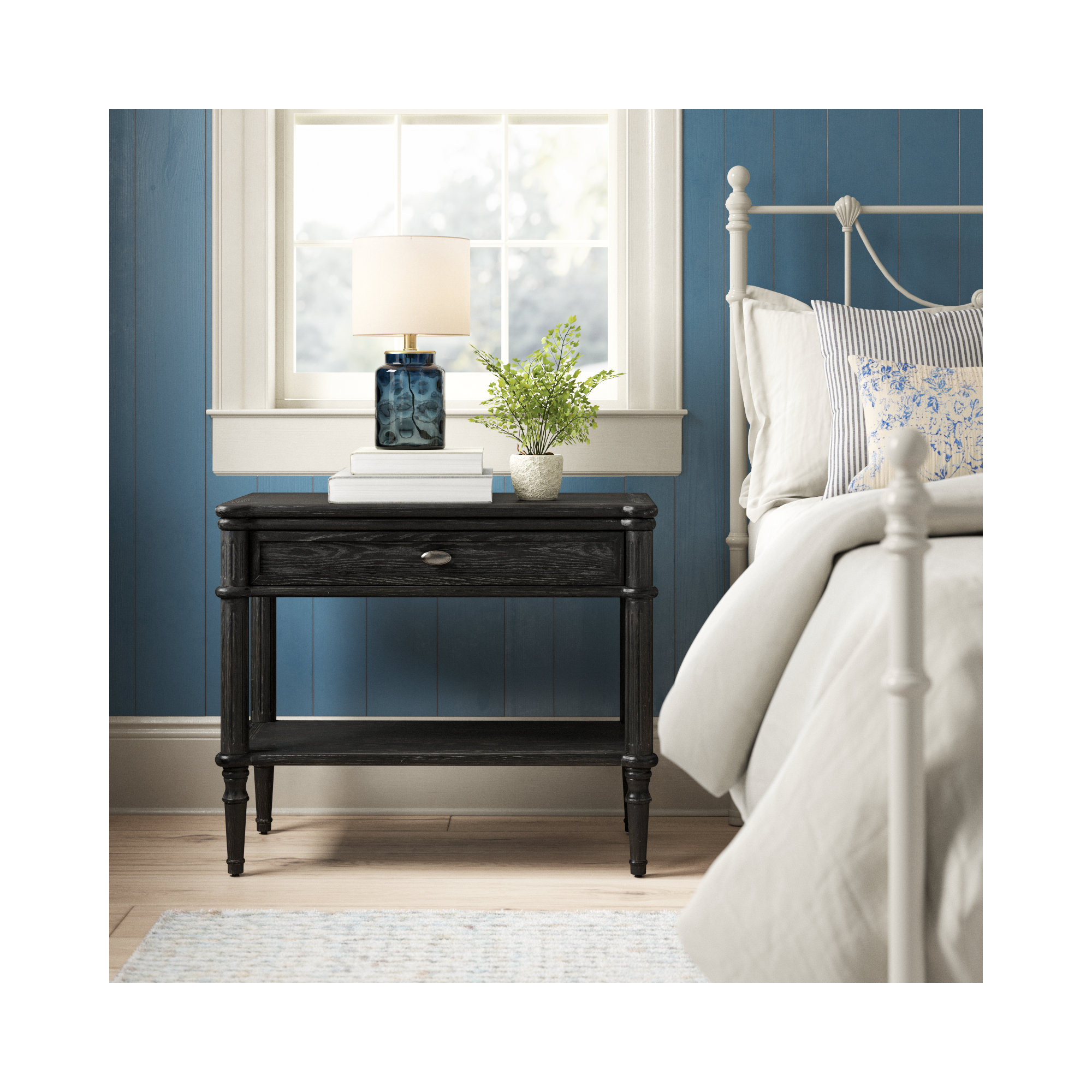 Susie 1 - Drawer Nightstand, Distressed Black