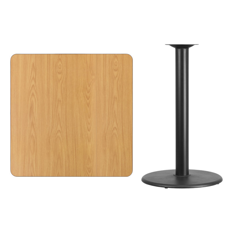 Plateau de table stratifié carré Jack avec base à hauteur de table, H 43,12 po x l 36 po x P 36 po, Naturel