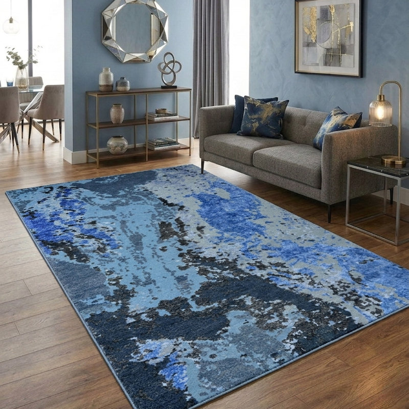 Tapis d'intérieur multicolore en laine et soie faits à la main, Rectangle 6 pi x 9 pi