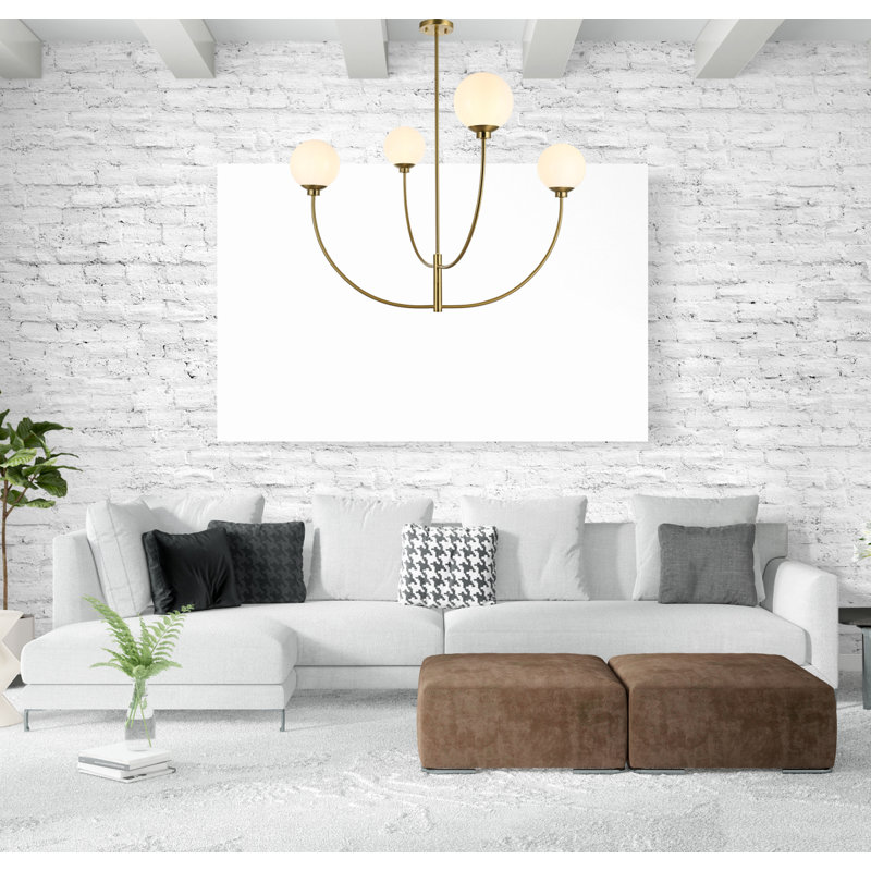Kyle 4-Light Chandelier, 29.5" H x 42" W x 42" D, Satin Gold