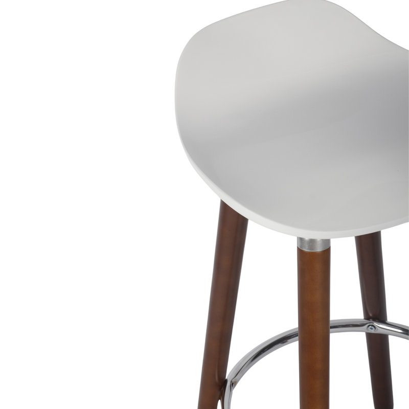 Tabouret de comptoir 26 po Charlesia, Blanc, Noyer et chrome