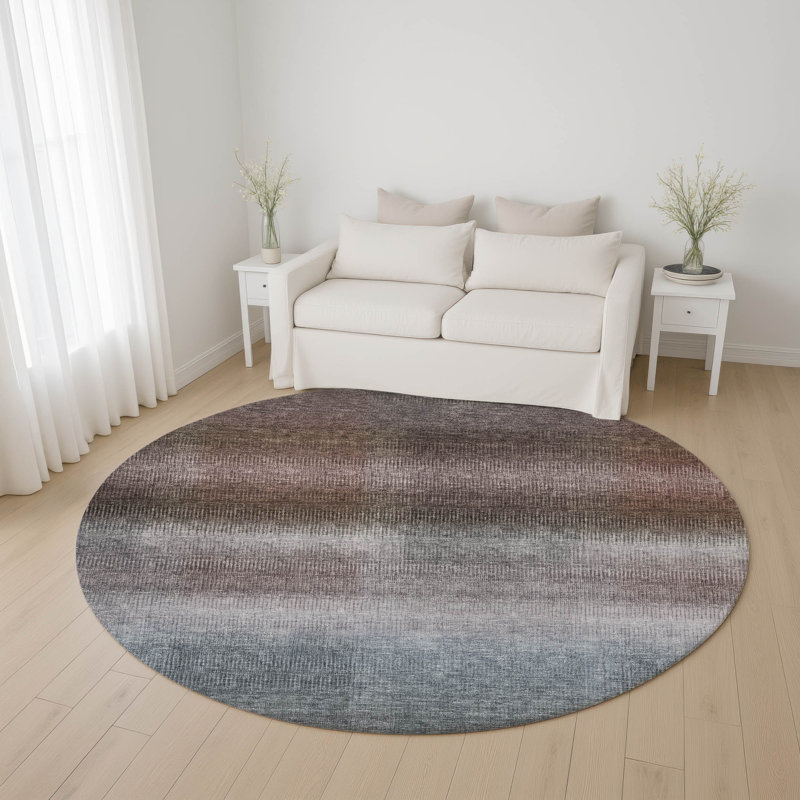 Premium Machine Washable Hooley AMF1735 Squares Rug, Round 8'