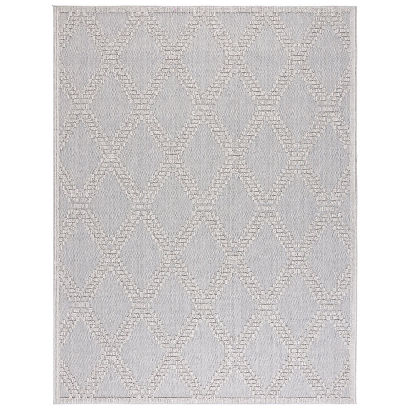 Tapis intérieur / extérieur gris / gris clair Amber-Jayne, Rectangle 6 pi 7 po x 9 pi