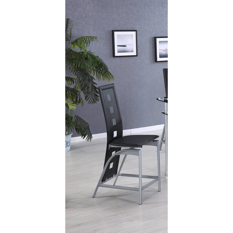 Pendarvis 25'' H Faux Leather Upholstered Side Chair, Black, Black