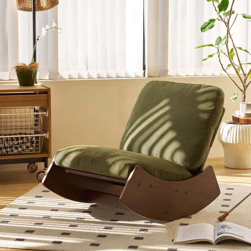 Chaise berçante confortable de haute qualité pour divers environnements avec structure en bois massif, Vert