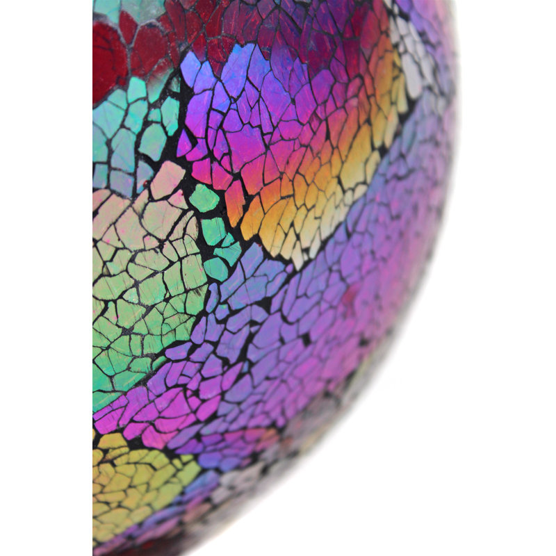 Vibrant Mosaic Glass Gazing Globe in Red and Purple