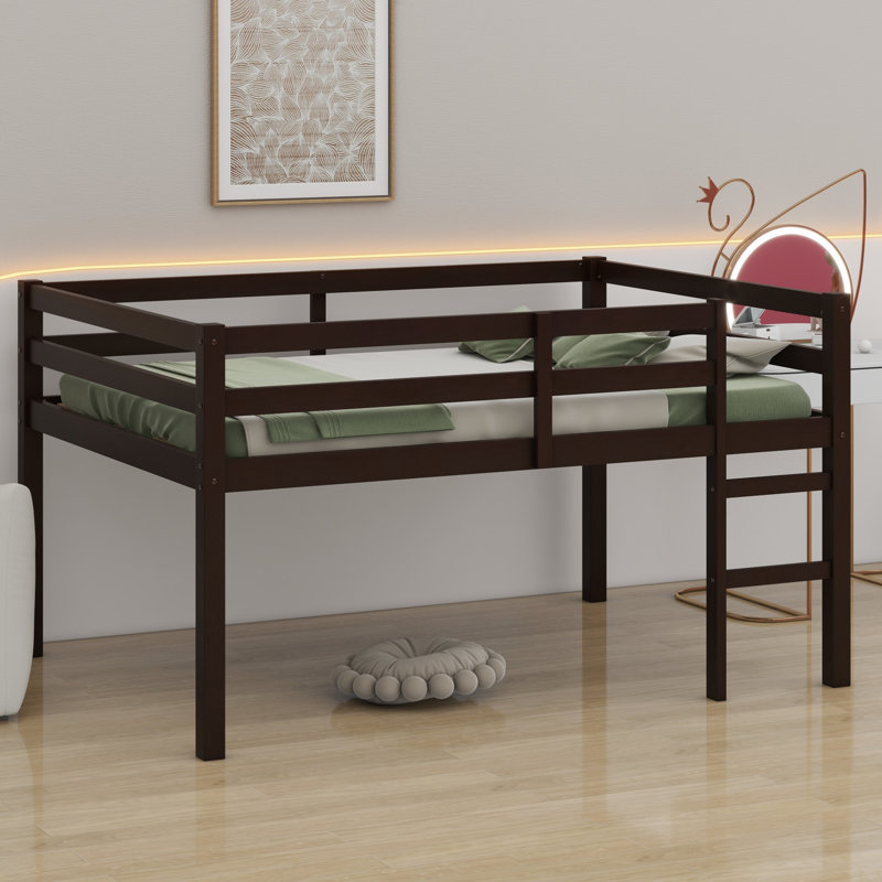Wood Loft Bed With Ladder, Espresso