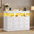 Commode décorative 6 tiroirs 39,3 po avec 2 tablettes ouvertes et lumière DEL-865435380