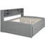 Lit de jour pleine grandeur gris avec armoires de chevet, 4 tiroirs et tablettes - Structure robuste, solution d'organisation de chambre à coucher 2-1476583909