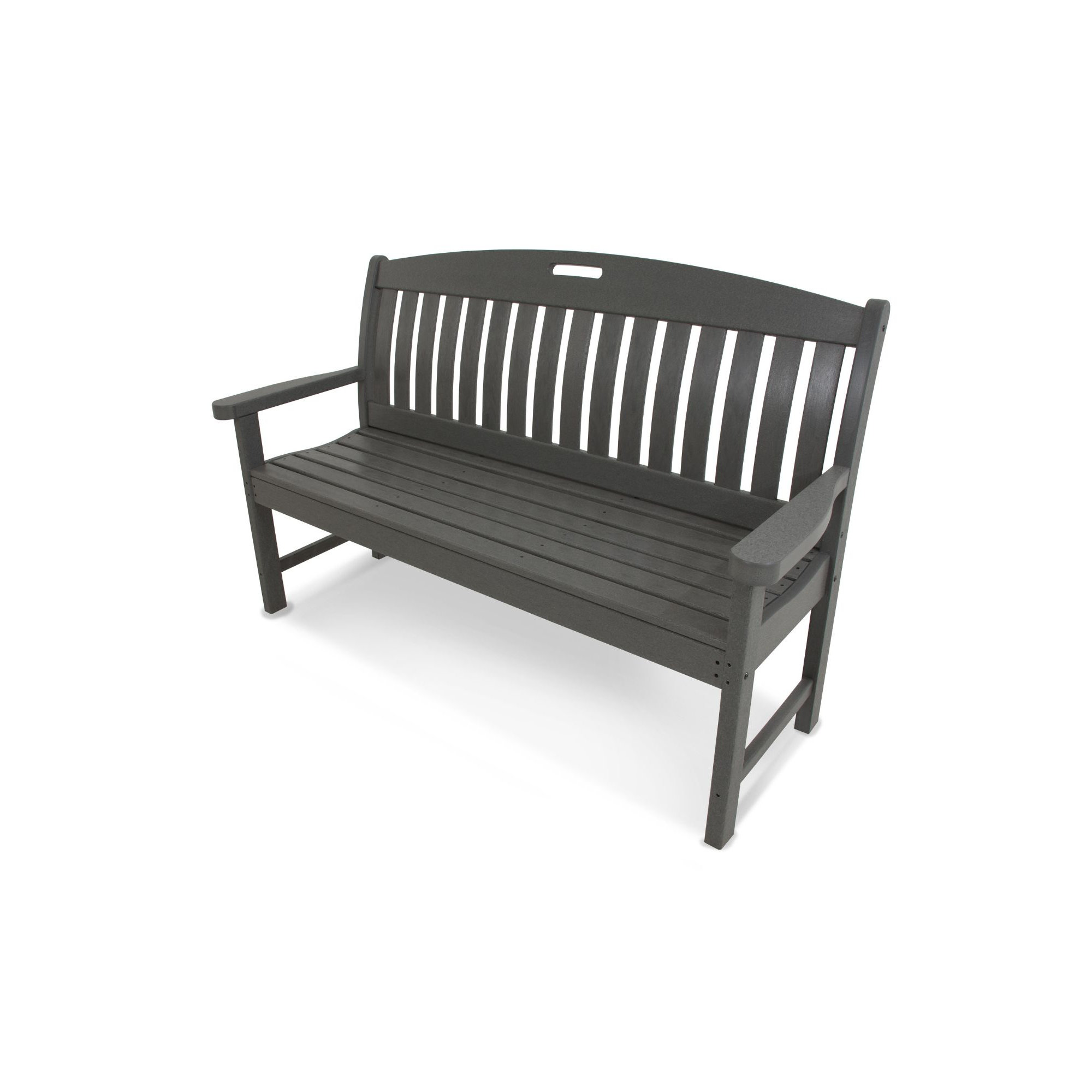 POLYWOOD Nautical Bench, Slate Gray, 37.5" H x 63.75" W x 25" D