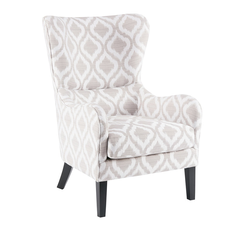 Fauteuil à oreilles avec dossier et accoudoirs ronds, pieds en bois massif, coussin d'assise amovible, fauteuil à oreilles intrigant en mousse haute: rembourrage, dossier, coussin fin