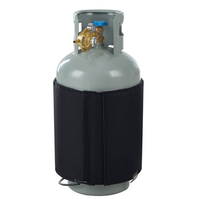 Réchauffeur de bouteille de gaz de style bande isolé, convient aux réservoirs de gaz de 40 lb, chauffe-propane de 120 W, thermostat interne fixe à température maximale de 90 ℉, tissu Oxford imperméable durable, homologué FCC