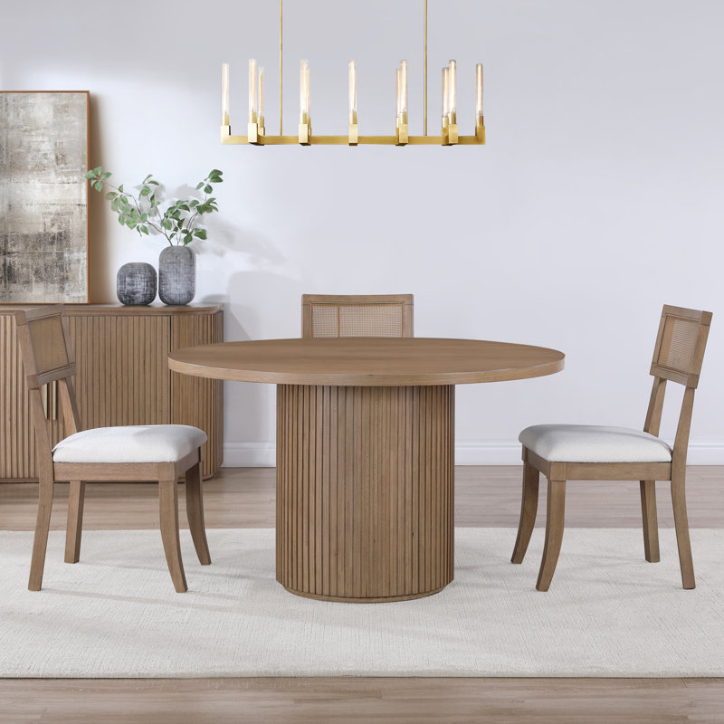Fiammetta 52'' Round Pedestal Dining Table, Brown, Brown