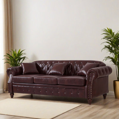 Canapé rembourré en similicuir 85,81 po Chesterfield