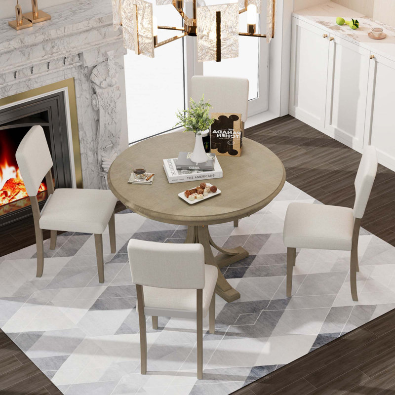 Ensemble de table de salle à manger 5 pièces, Taupe, Beige / taupe