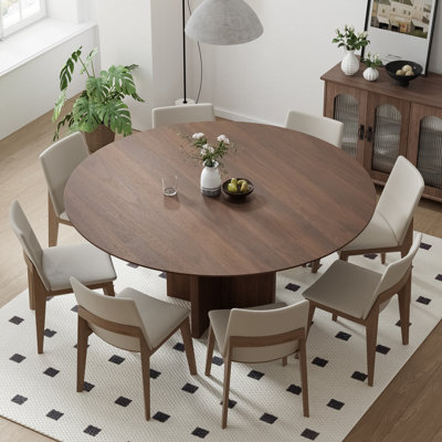Roud Wood Dining Table Pestal Kitchen Table with Cross Legs