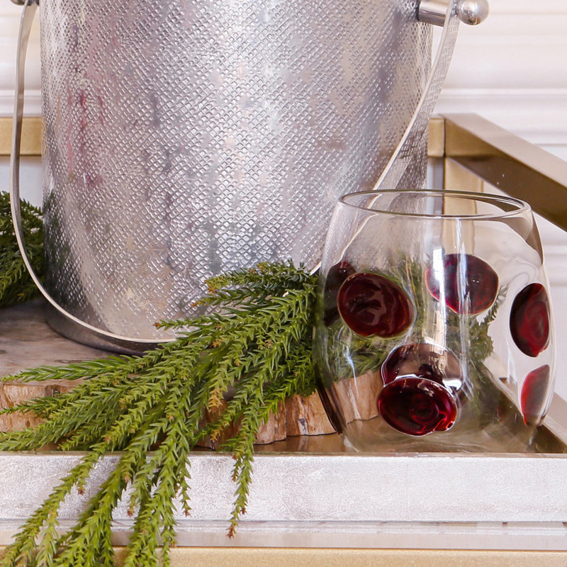 Drop Handmade Stemless Wine Glass, Red