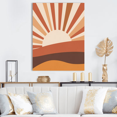 «Retro Terracotta Sun Midcentury Landscape» sur toile
